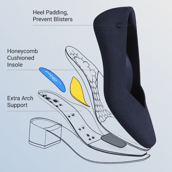 Vivaia Melody Pro Navy Blue Square Toe Chunky Heel - Picture 4 of 5